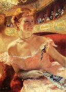 Mary Cassatt Woman with a Pearl Necklace in a Loge oil painting on canvas